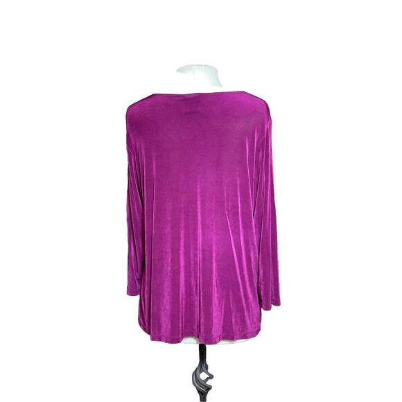 CITIKNIT Women’s Size 1X Acetate Spandex Top Burgundy Plum - Picture 2 of 9